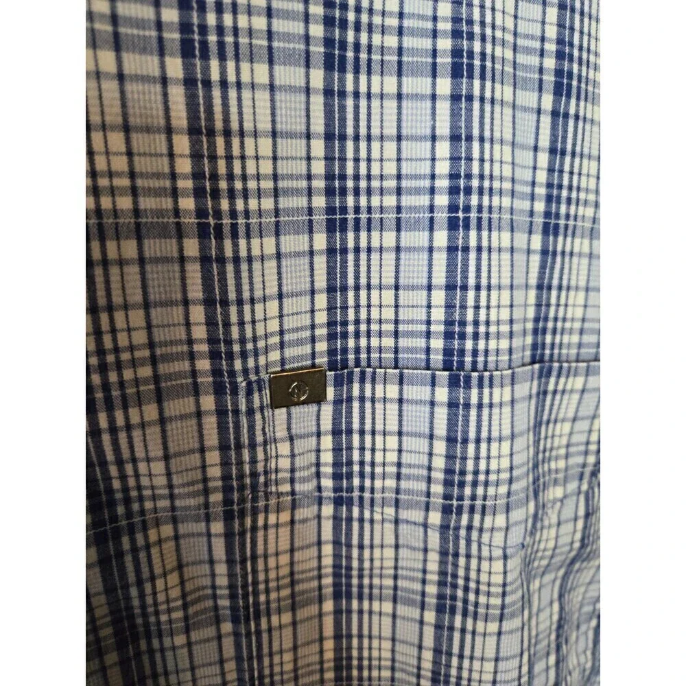 Nautica Men's Blue Plaid Short Sleeve Button Down Shirt Size XL